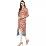 Rangmayee Women Printed V Neck Calf Length Kurta Red