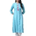 RANGMAYEE Women Blue & White Bandhani Printed Straight Kurta
