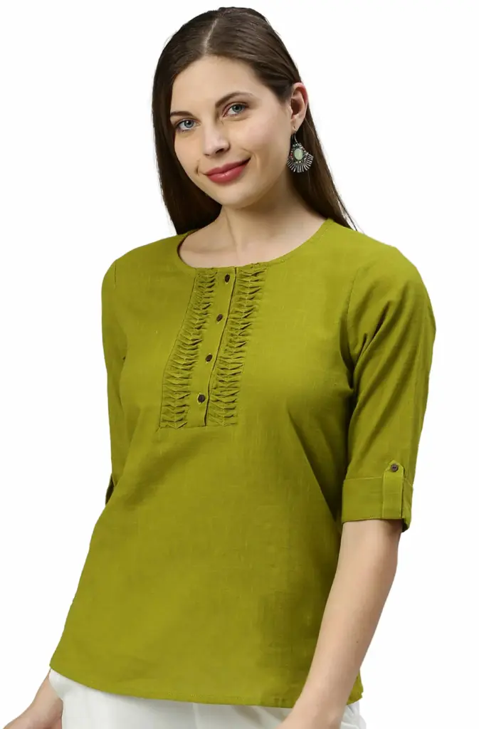 Janasya Women's Regular Cotton Slub Top