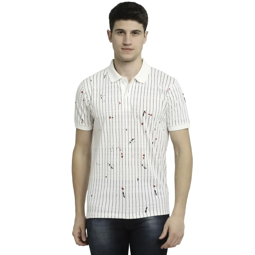 Rodamo Striped Casual Wear Slim Fit Half Sleeves Polo T Shirts for Men Fashion