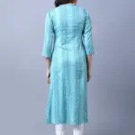 RANGMAYEE Women Blue & White Bandhani Printed Straight Kurta