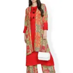 Fabclub Women's Heavy Rayon Printed Shrug Style Kurti With Palazzo (MultiColor)