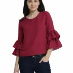 Miss Chase Women's Green Ruffled Top
