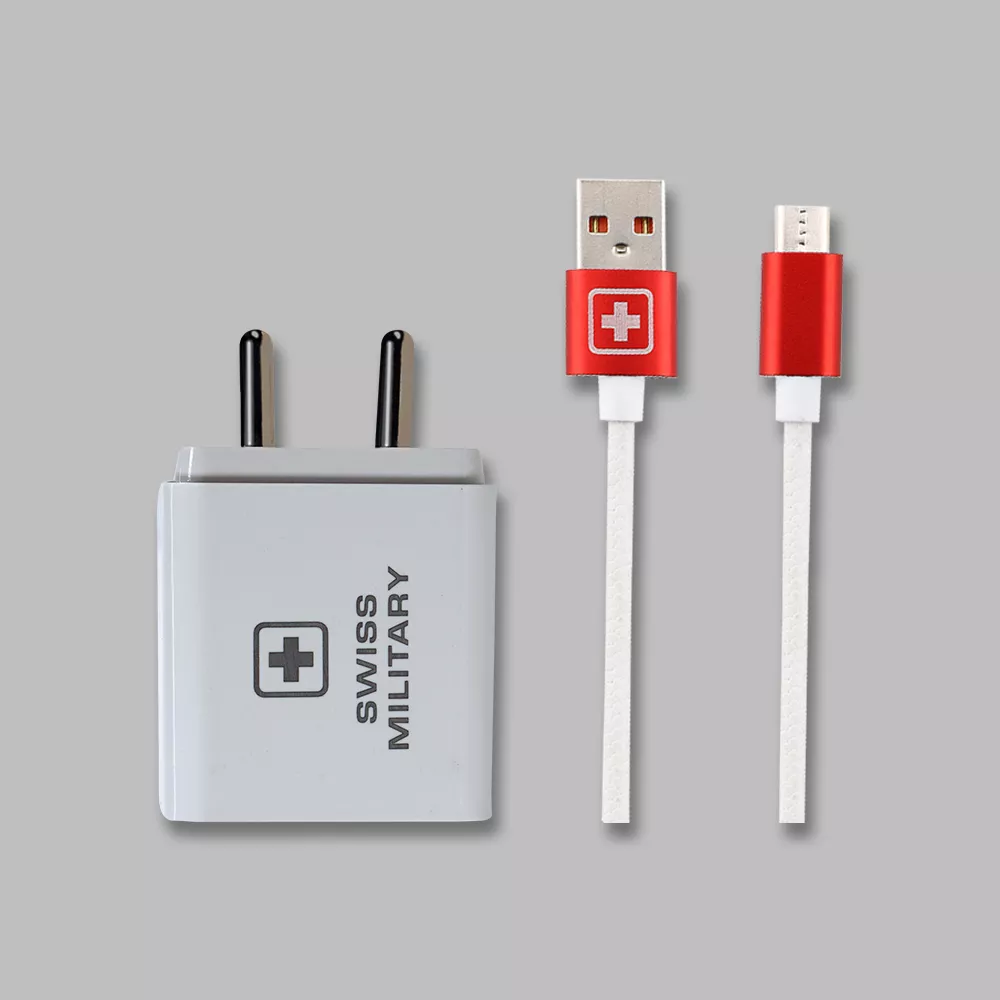 Swiss Military Voltaic 2.4 With Braided Cable TPWHM 2.4 A USB Charger (White)